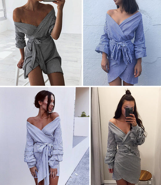 Pin Stripe Wrap Dress