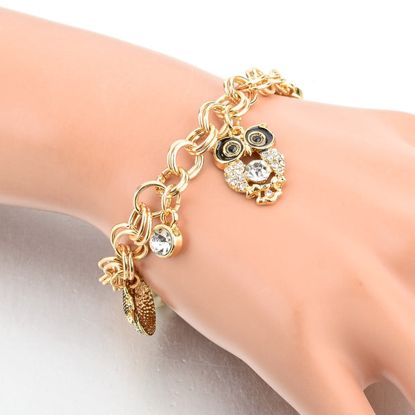 Gold Owl Charm Bracelet
