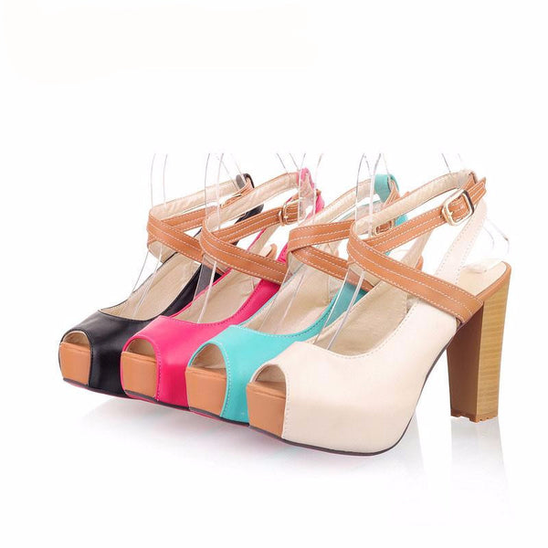 Raina Ankle Cross Platform Pumps