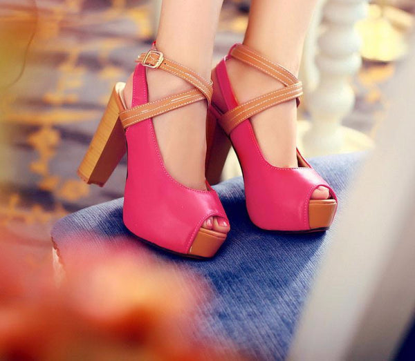 Raina Ankle Cross Platform Pumps