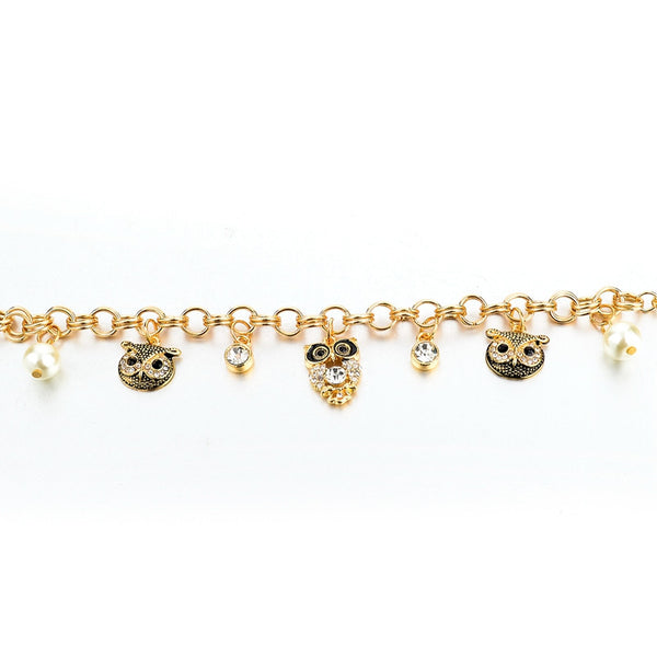 Gold Owl Charm Bracelet