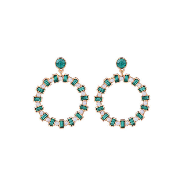Emerald Pearl Circle Earrings