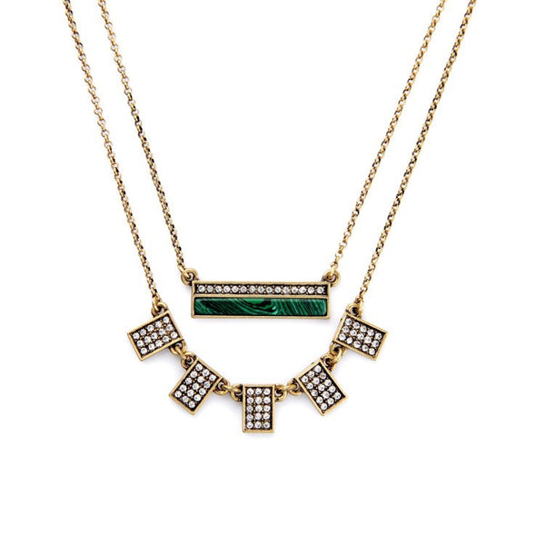 Aztec Crystal Bar Necklace