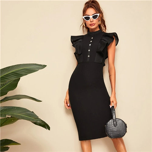 Ruffle Trim  Bodycon Dresses