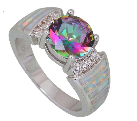 Rainbow  Topaz Opal Ring