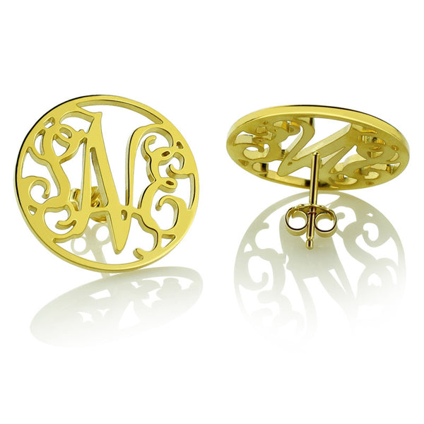 New Femmi Circle Monogram Studs