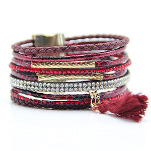CZ Leather Layer Bracelets