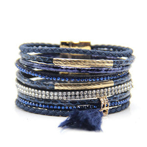 CZ Leather Layer Bracelets