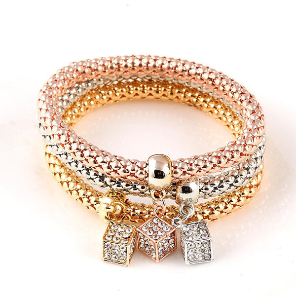 3 pcs Crystal Charm Bracelet