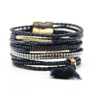 CZ Leather Layer Bracelets