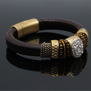 Wide Leather Charm Bracelets