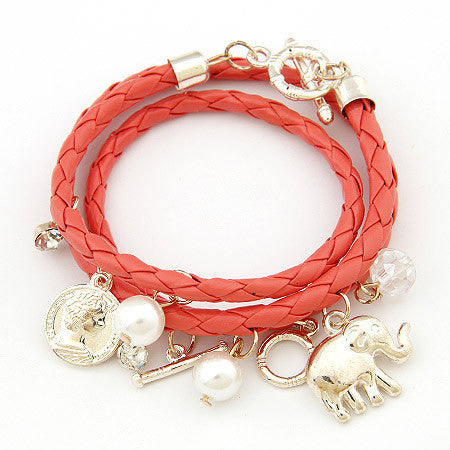 Rope Twist Elephant Charm Bracelet