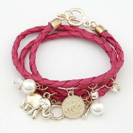 Rope Twist Elephant Charm Bracelet