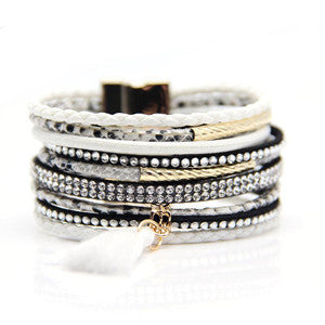 CZ Leather Layer Bracelets
