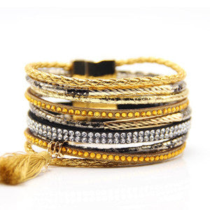 CZ Leather Layer Bracelets