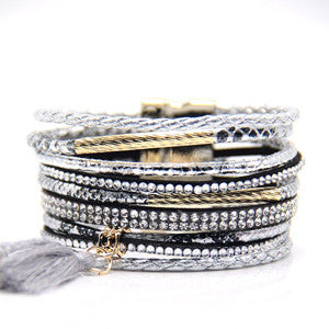 CZ Leather Layer Bracelets