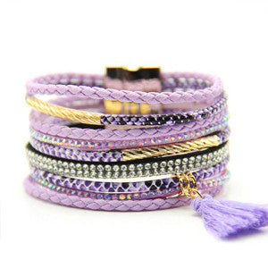 CZ Leather Layer Bracelets