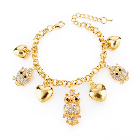 Austrain Crystal Owl Charm Bracelet