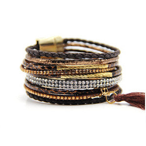 CZ Leather Layer Bracelets
