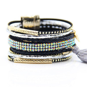 CZ Leather Layer Bracelets