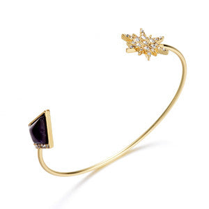 Yin Amethyst Stone Cuff Bracelet