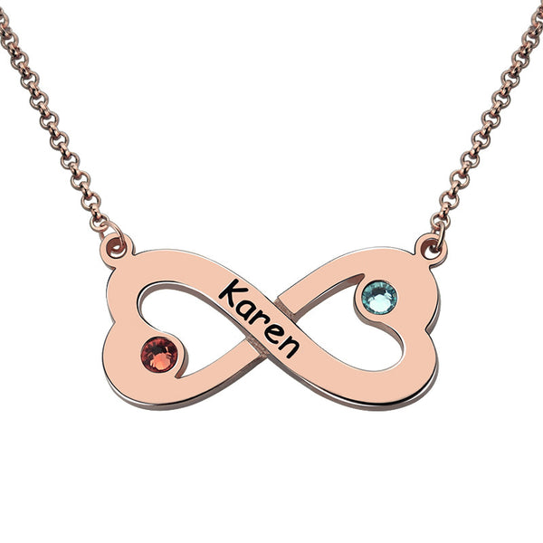 New-Femmi Infinity Heart Birthstone Necklace