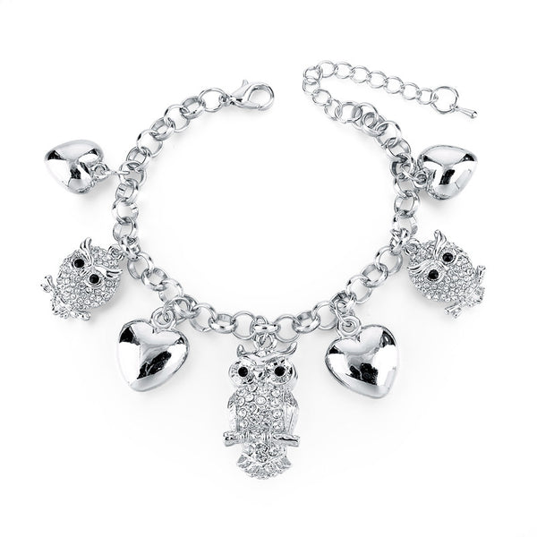 Austrain Crystal Owl Charm Bracelet