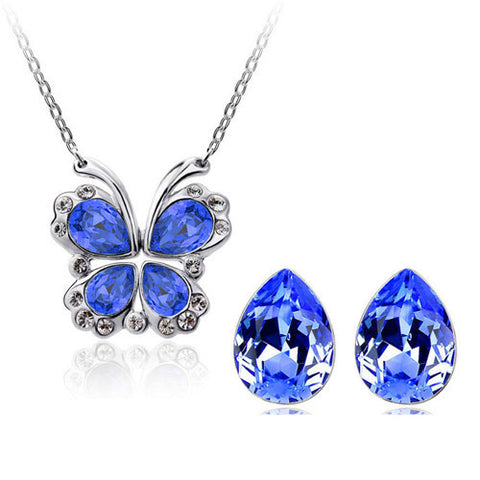 Silver CZ Butterfly Set