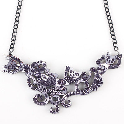 Colorful Abstract Cat Necklace