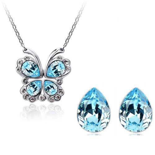 Silver CZ Butterfly Set