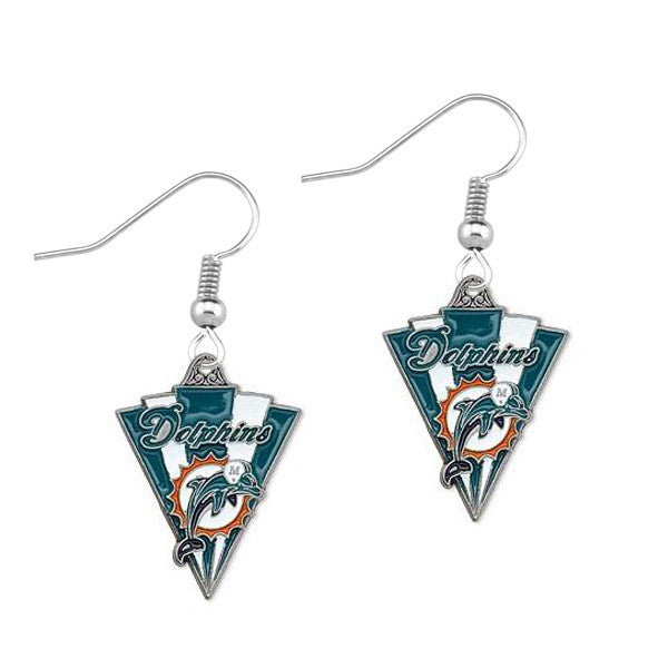 Miami Dolphins Triangle Drop Earrings