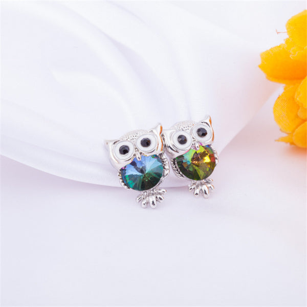 Color Crystal Owl Earrings