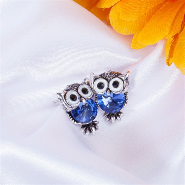Color Crystal Owl Earrings